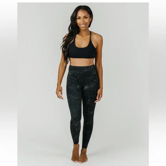 Zyia Black Reflective Light n Tight Hi-rise 24" Leggings Sz 8-10 - Picture 3 of 10